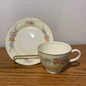 Vintage Eggshell Nautilus China Cup & Saucer Gold Trim Floral